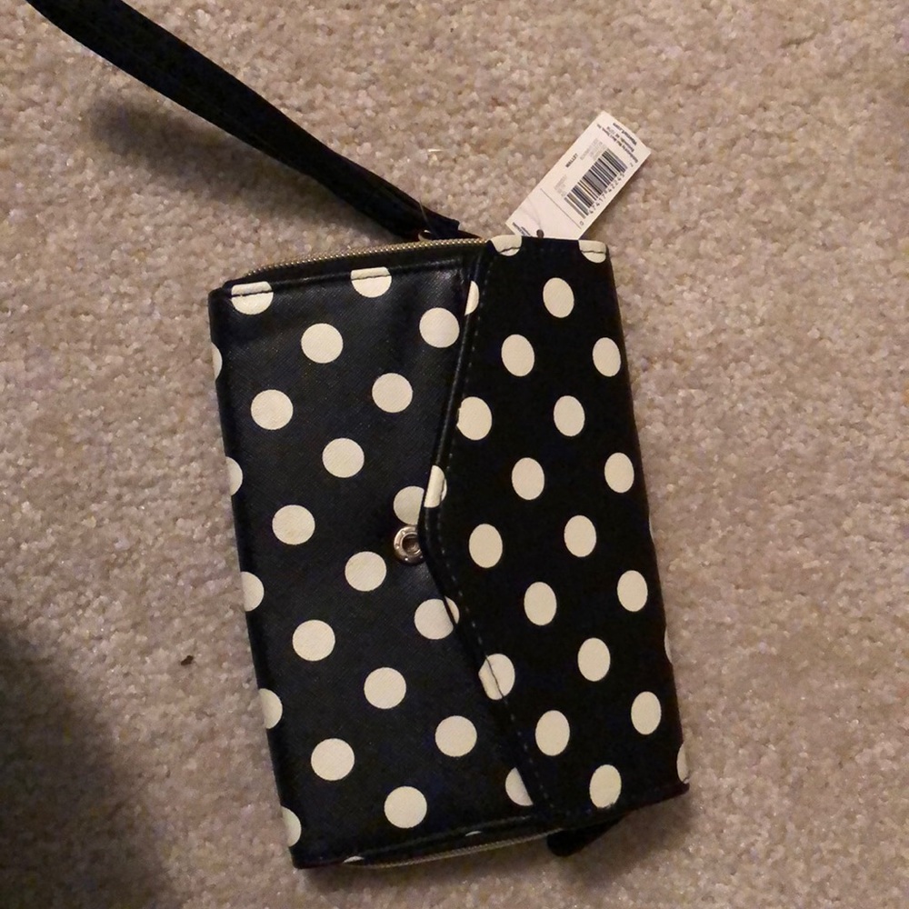 Black and White polka dot wallet